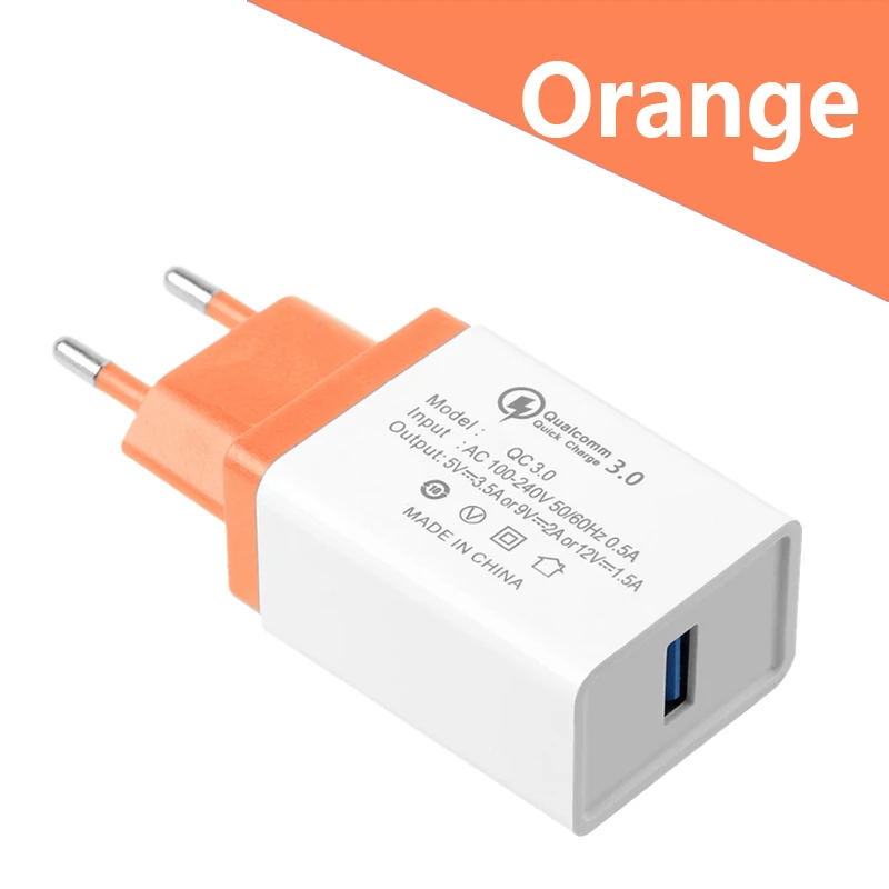 QC 3,0 быстрое зарядное устройство 5 В/2,4 А для samsung Xiaomi huawei Универсальный адаптер быстрой зарядки для смартфонов ЕС зарядное устройство s для iPhone X Xs 8 - Тип штекера: Orange