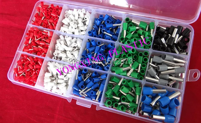 

1155PCS/box 6 size 5 color insulated cord end terminal block kits suit cable 0.5-6.0mm2