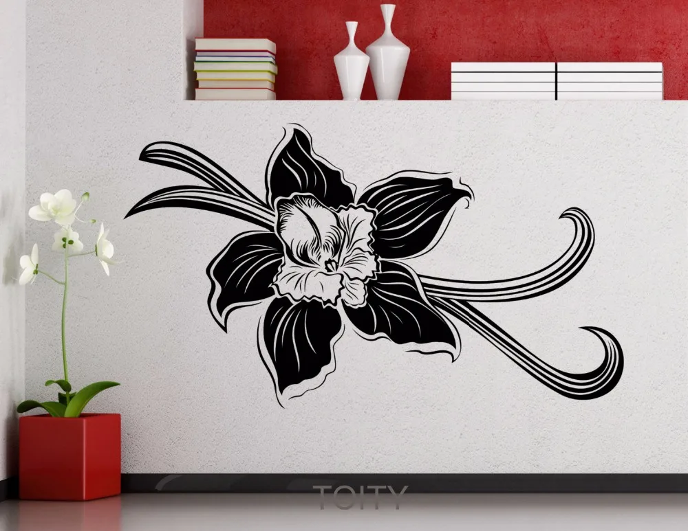 Настенные Стикеры с орхидеями виниловые Цветочные украшения для детской комнаты