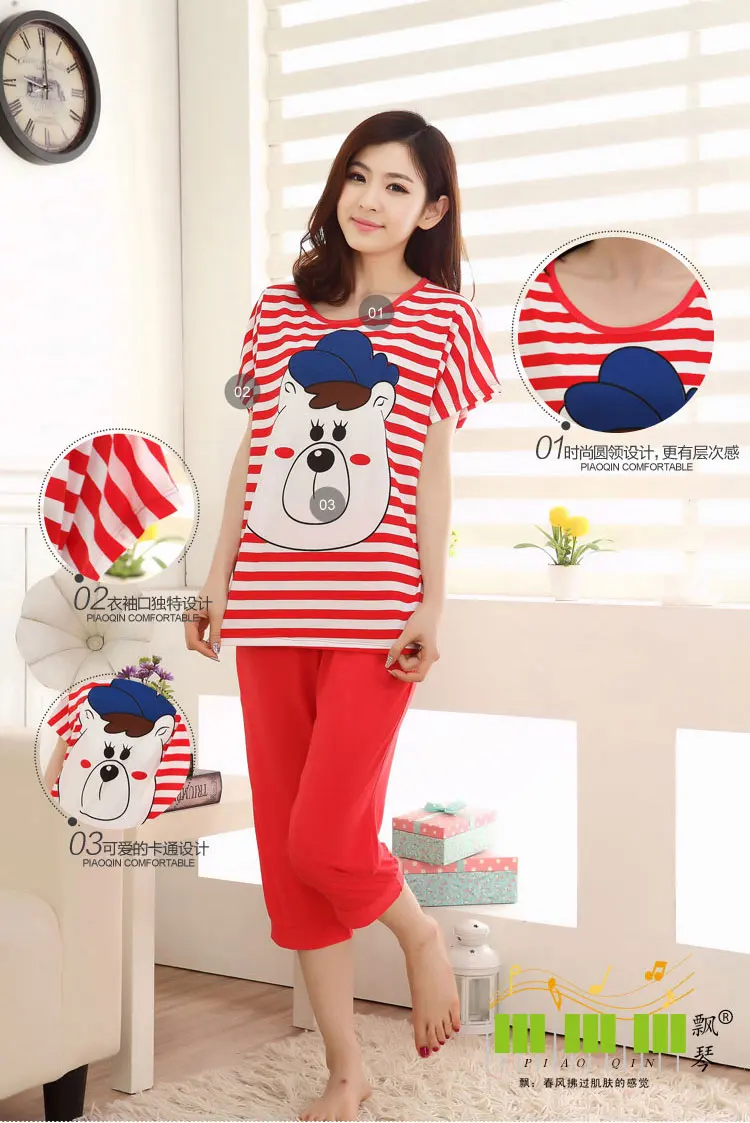 Hot Summer Red Pajama Girls Three-Quarter Pants Sleep Lounge Free Shipping |