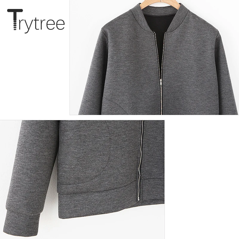 Trytree осенне зимнее пальто повседневная утепленная куртка на молнии Женская