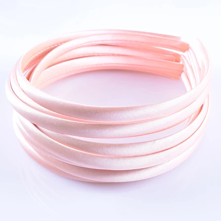 PEACH 60 шт./лот, сатиновые повязки для волос DIY, 10 мм, одноцветная ткань, покрытая смоляной повязкой для волос, пластиковые повязки для волос для девочек, повязка для волос для женщин - Цвет: PEACH
