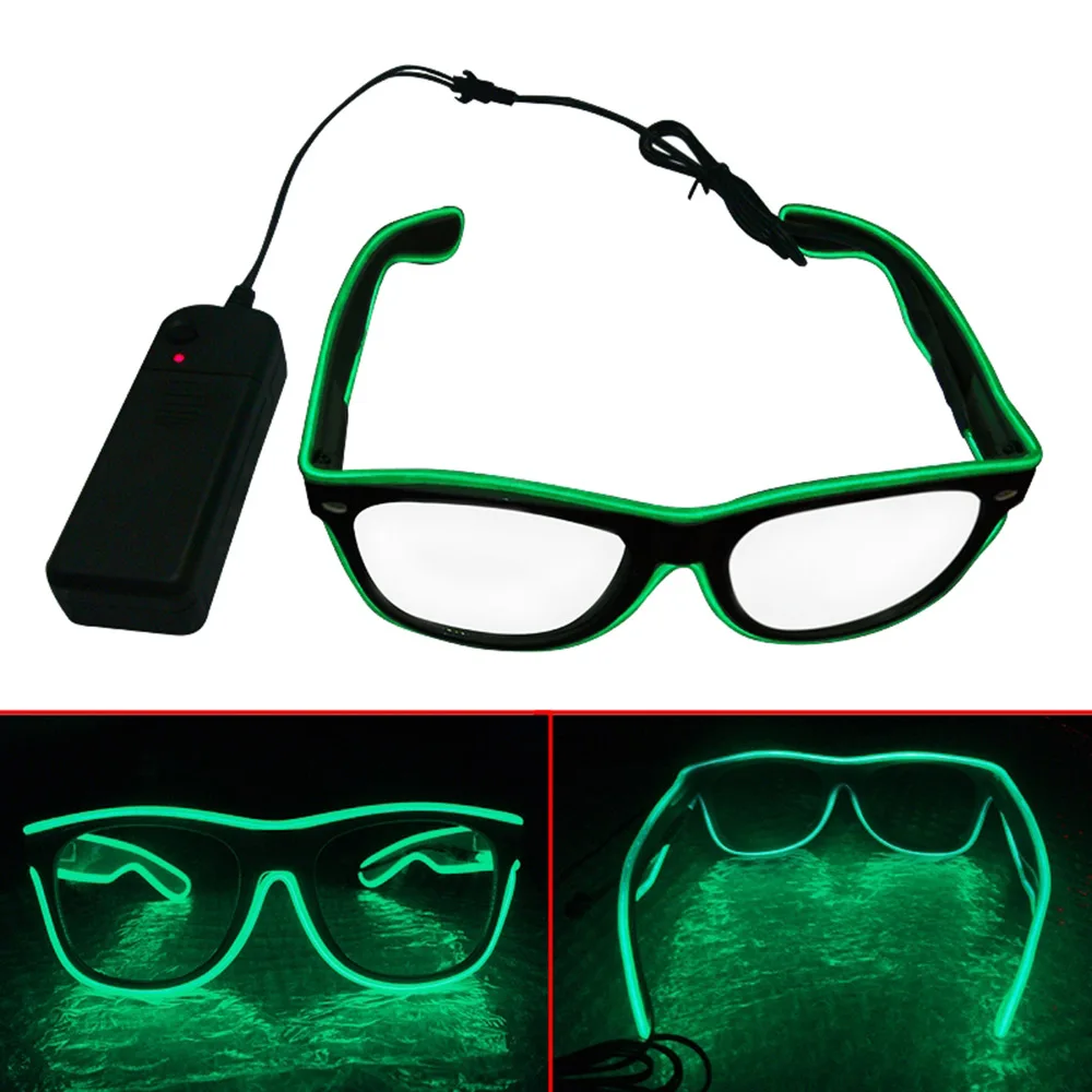 Neon LED Glasses EL Wire Light Up Shutter Glasses Fashionable W/Driver Decoration for Costume Party Halloween Christmas Gifts - Цвет: Type2 Green