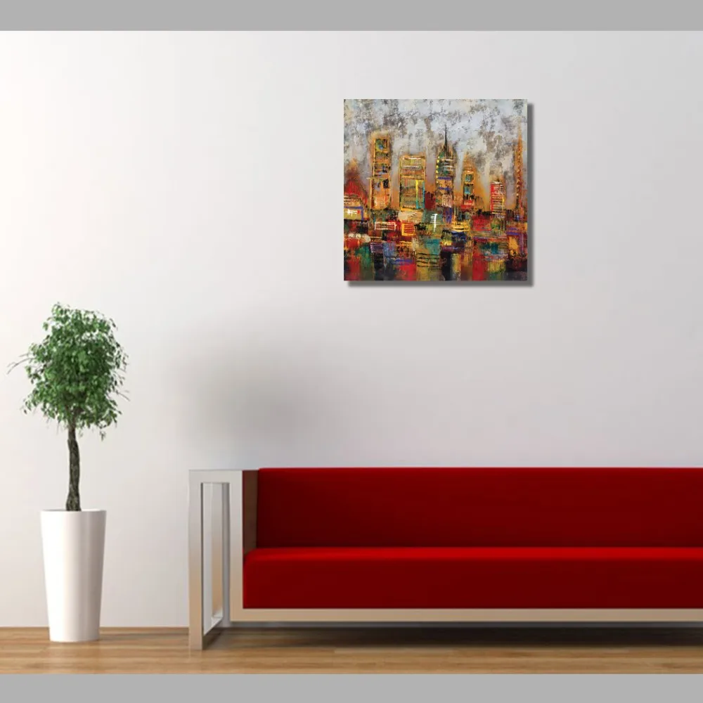 Абстрактная Современная архитектура ручная работа картина маслом украшение