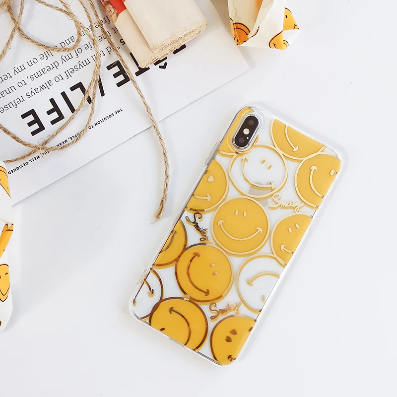 Закаленное стекло чехол для iPhone 7 8 X XR Xs Max Милые 3D улыбка рисунком полный