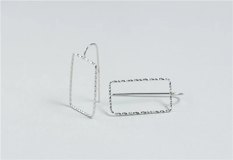Геометрические Квадратные серьги для женщин 100% Стерлинговое Серебро S925 пробы