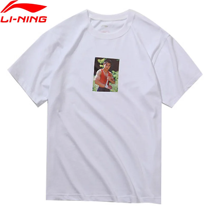 Li-Ning PFW Мужская футболка с принтом для фото из 100% хлопка дышащей подкладкой