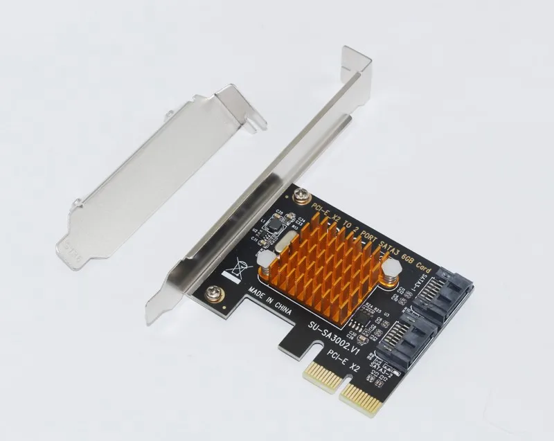 PCIe PCI Express для SATA 3 0 карты с кронштейном 2 порта III 6 Гбит/с адаптер ASMedia1062 большой