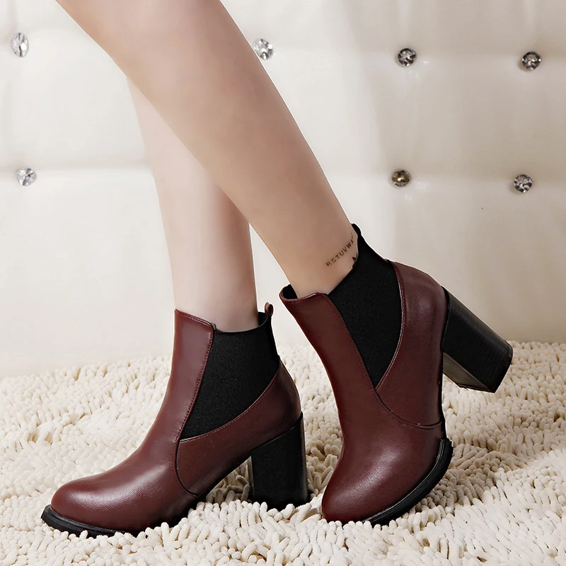 Весенне осенние ботинки на квадратном каблуке для женщин|boots high heels|boot shoesboot shoes woman