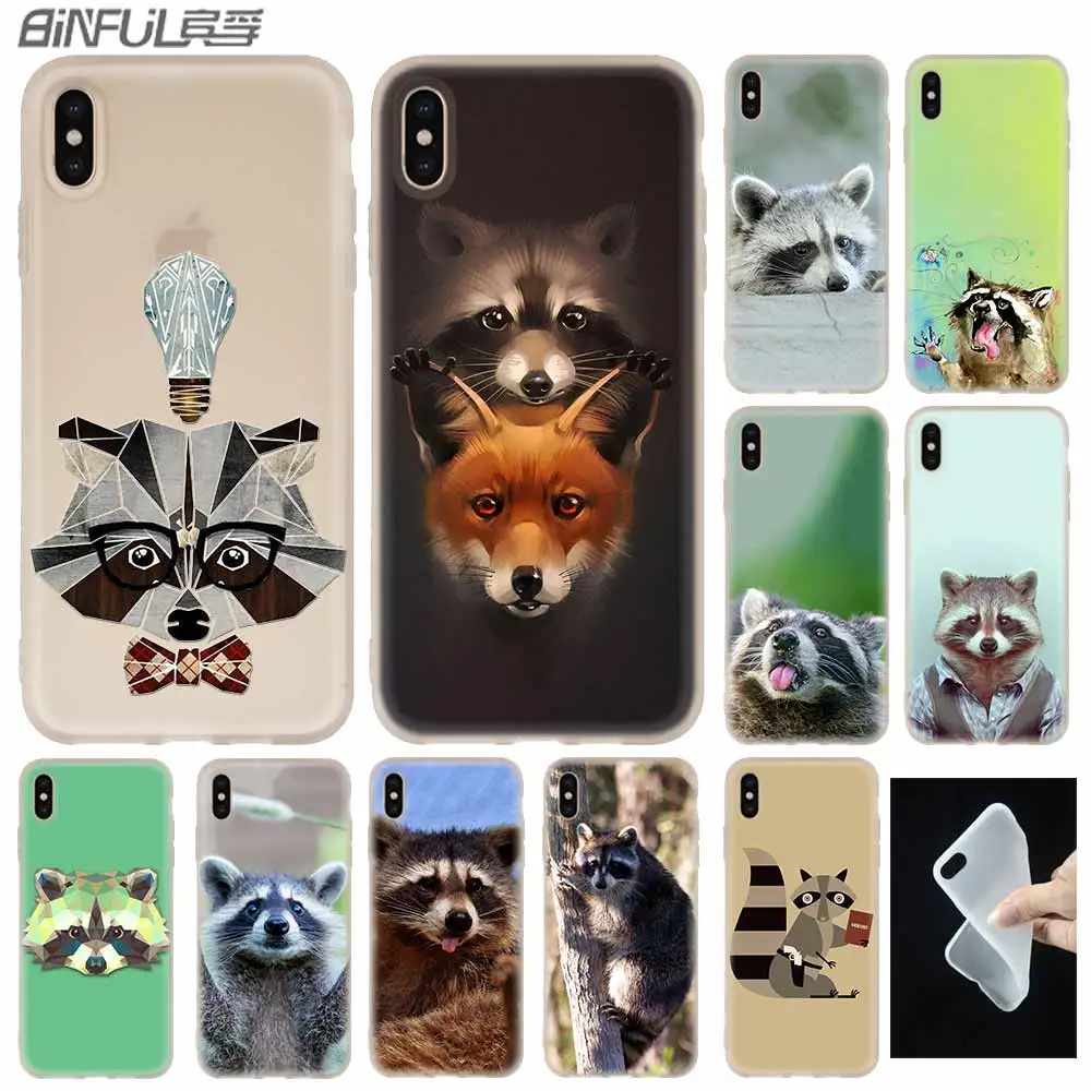 Мягкий силиконовый чехол с геометрическим рисунком енота и зоопарка для iPhone 12 11