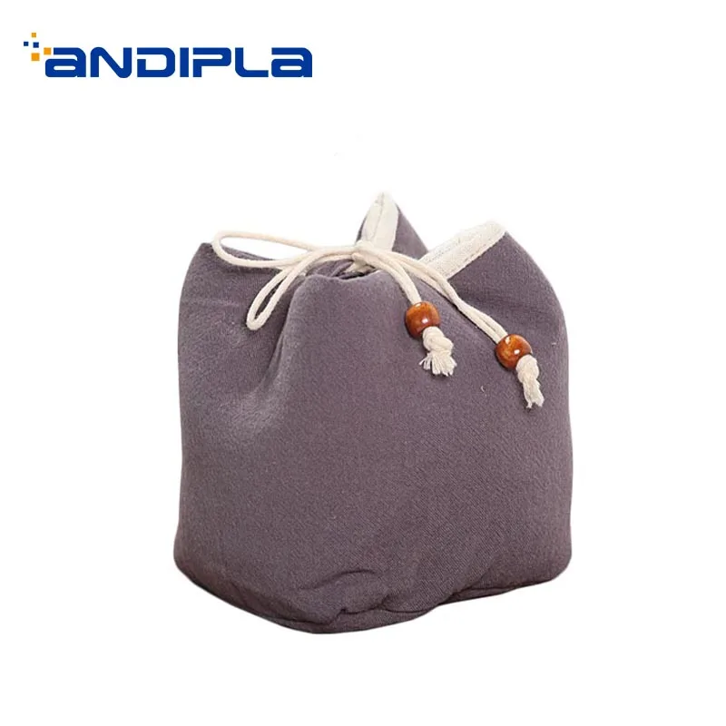 

Brief Teaware Storage Bag One Pot Two Cups Holder / Linen Drawstring Package for Travel Easy Carry Tea Ceremony Accessories Bags