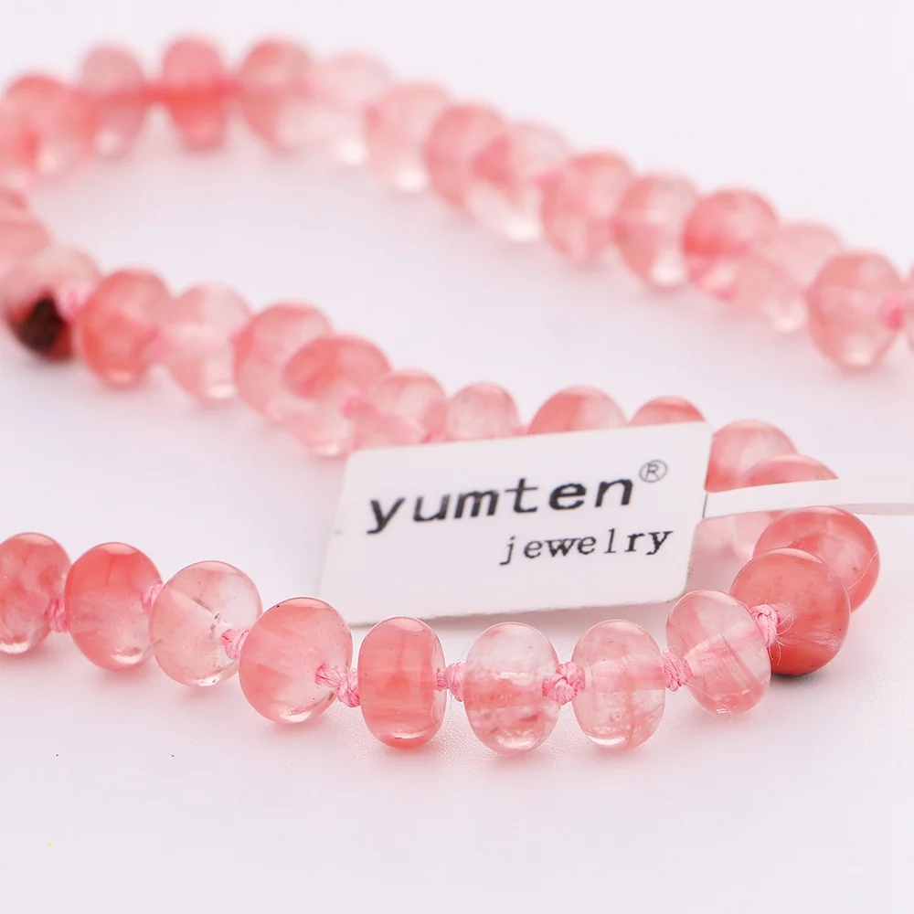 Yumten Cherry Quartz Gem Power ожерелье с круглыми кристаллами Stonenatural ювелирное изделие для