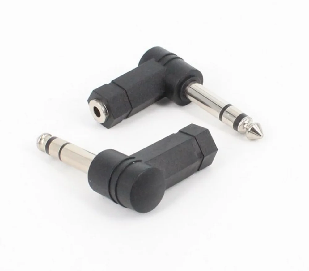

6.35mm to 3.5mm 90 Angle Stereo Jack Adaptor Headphone Connector BS