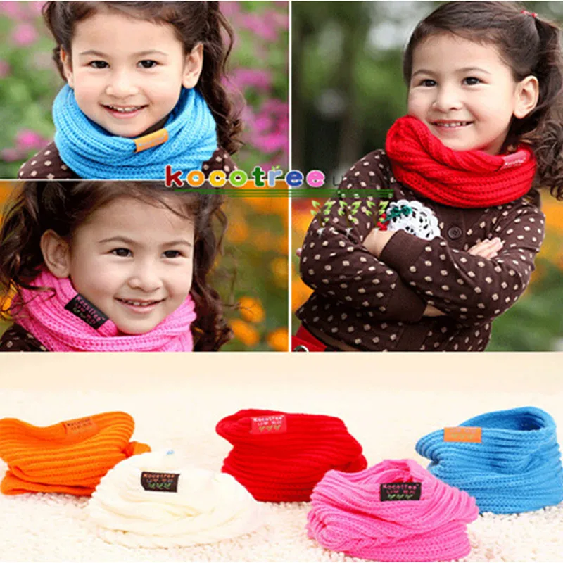 Детская глушитель Детские теплые шарф для девочек мальчиков вязаный