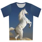 Детская футболка с 3D-принтом, слон, Белая лошадь, Зебра, медведь, кот