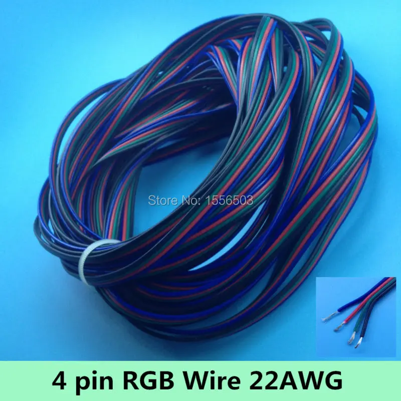4 pin RGB Cable Insulated PVC Wire 22AWG 10M 30M 50M Extention Cord for LED Strip Module Electric 12V 24V DC Connector | Обустройство
