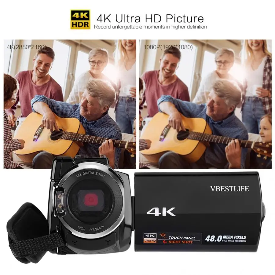 4 K 48MP WiFi цифровая видеокамера с функцией ночного видения camaras