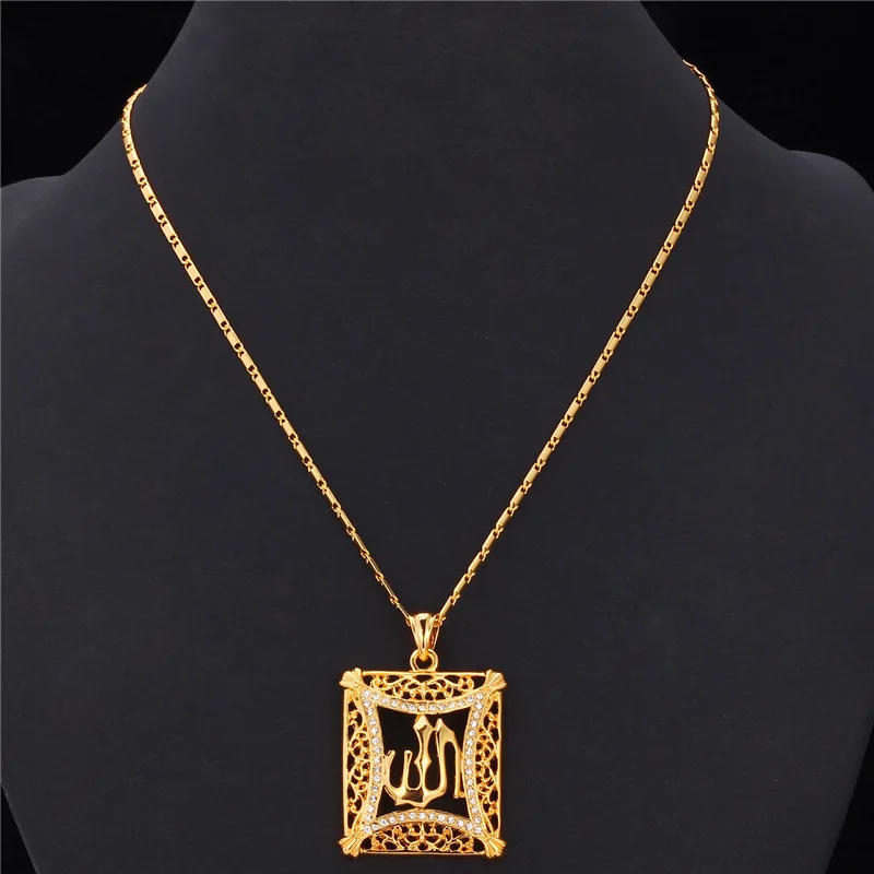 Кулон в стиле K POP золотистого цвета с кристаллами|muslim jewelry|allah pendantislamic charms |