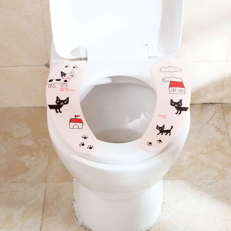 1 Pair Soft Toilet Mat Warm Toilet Seat Cover Pad Sticky Closestool Lid Mat Home WC Decoration Bathroom Accessories