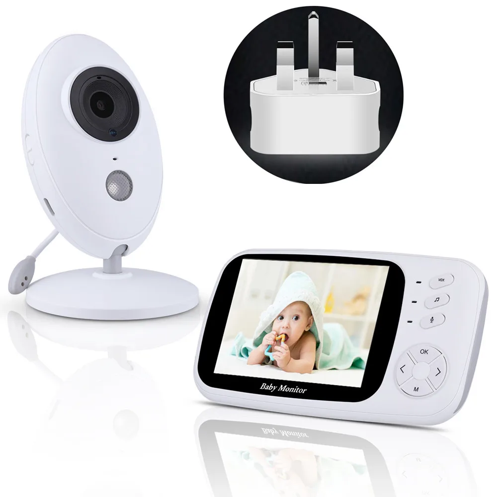 UK Plug HYASIA 3,5, беспроводной видео-монитор для младенца, камера для телефона, Bebe, Няня для безопасности, контроль температуры, ЖК-дисплей, ночное видение, детская камера - Color: UK Plug