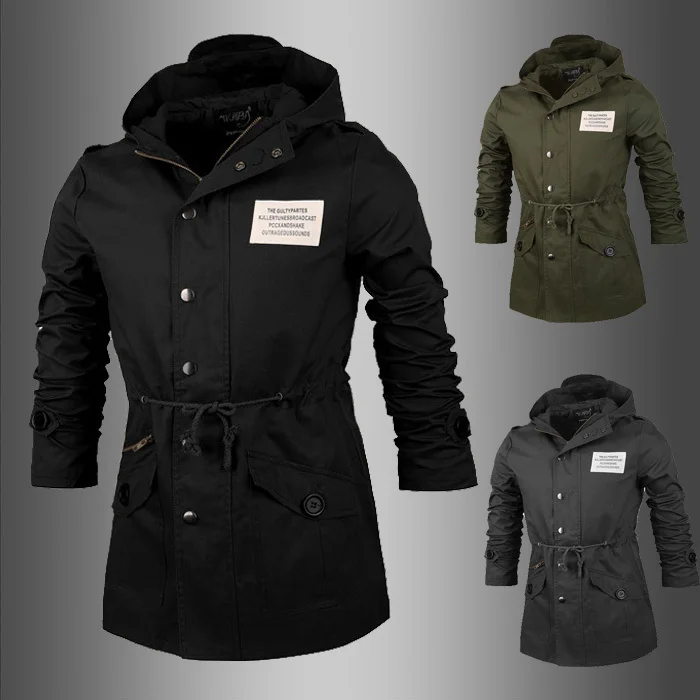 2015 autumn and winter fashion hooded drawstring waist. Men's casual jacket | Мужская одежда