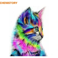 chenistory colorful cat animals diy painting by numbers kits acrylic modern wall art picture hand painted for unique gift 40x50