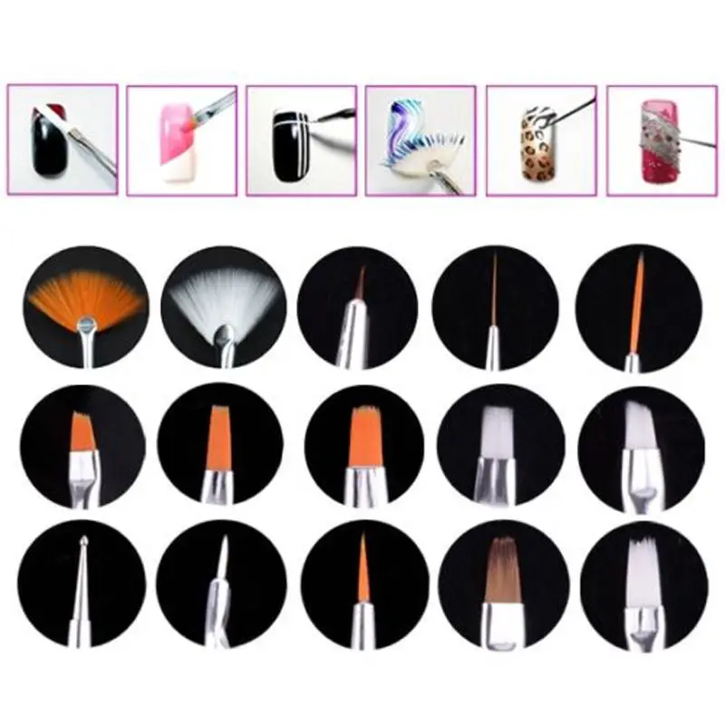 20 шт./компл. Nail Art Дизайн ногтей щетки для укладки Набор инструментов нанесение