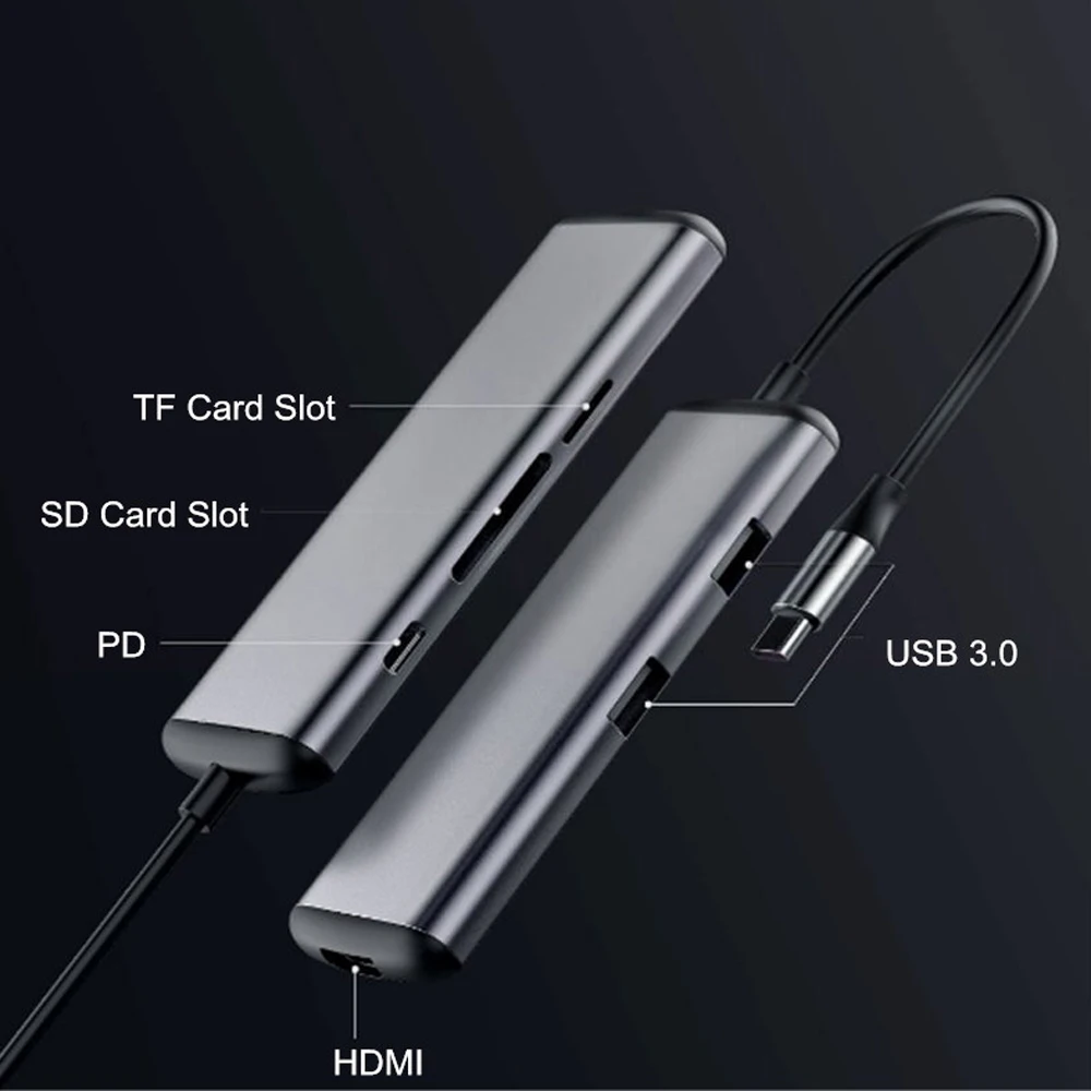 Xiaomi mijia hagios 6 в 1 type-c к HDMI USB 3,0 устройство для чтения карт SD TF PD зарядный адаптер концентратор для iPhone мобильного телефона ПК