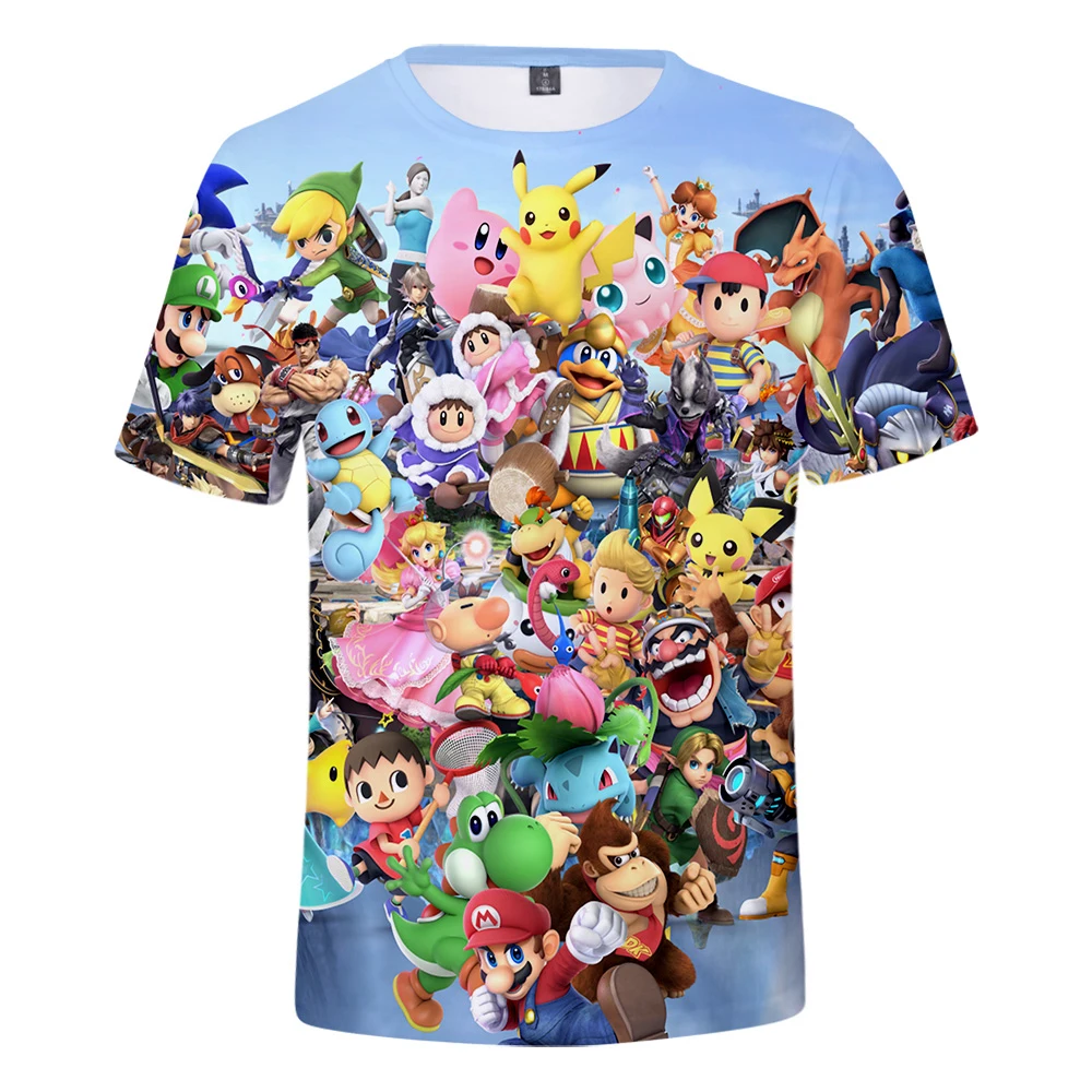 2019 Новое Поступление Super Smash Bros. Пуловер с коротким рукавом и принтом для женщин |