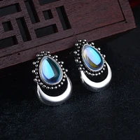 vintage moonstone stud earrings best selling water drop moonstone vintage earrings for women crescent moon pear shaped