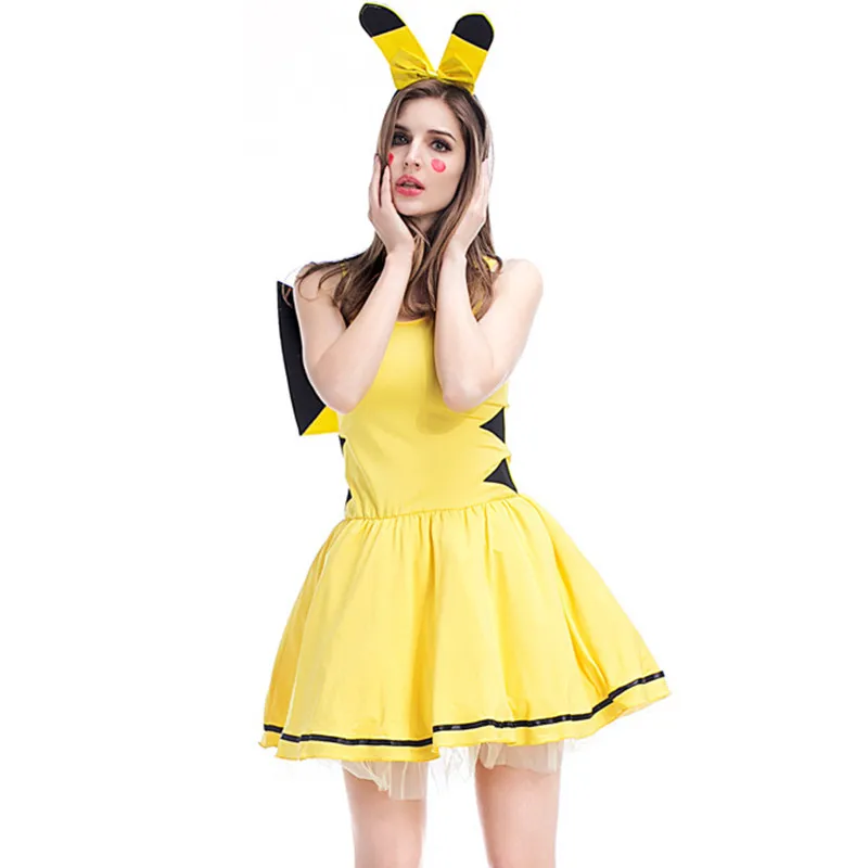 Women Bikachu Anime Cosplays Female Halloween Animal Costumes Carnival Purim Masquerade Nightclub Role play Party dress |