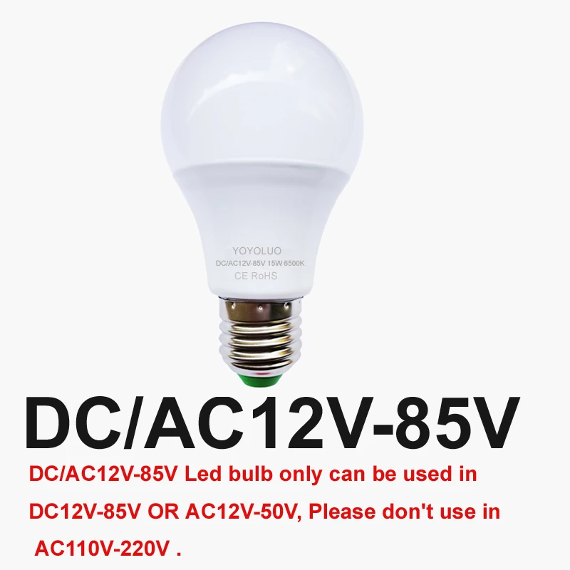 Новая светодиодная лампа 12В smd2835 чип лампада светодиодный светильник DC/ac12в 24В 36В 3 Вт 6 Вт 9 Вт 12 Вт 15 Вт портативная лампа накаливания - Испускаемый цвет: DC AC 12V to 85V