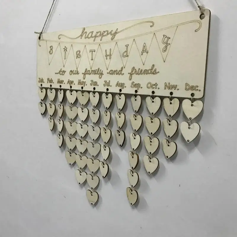 Wood Birthday Reminder Board DIY Family Friends advent Calendar Sign Special Dates Planner Christmas Party Decors | Дом и сад