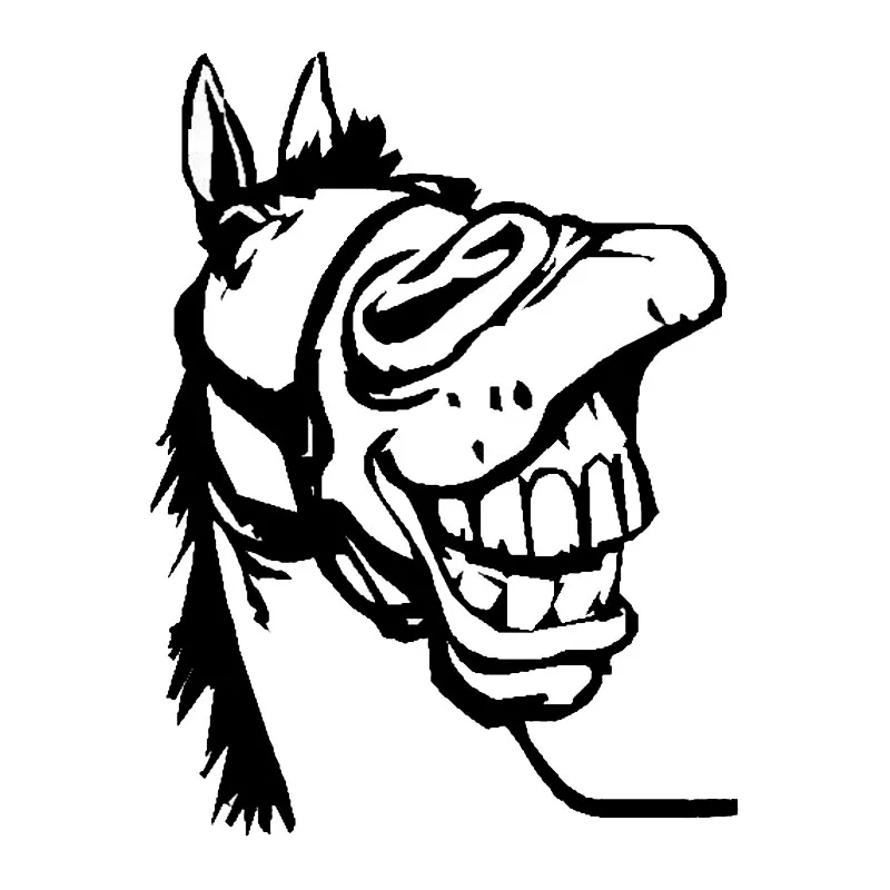

11.3*15CM Amusing Horses Clownish Car Sticker Vinyl Reflective Car Styling Decal Black/Silver S1-2129