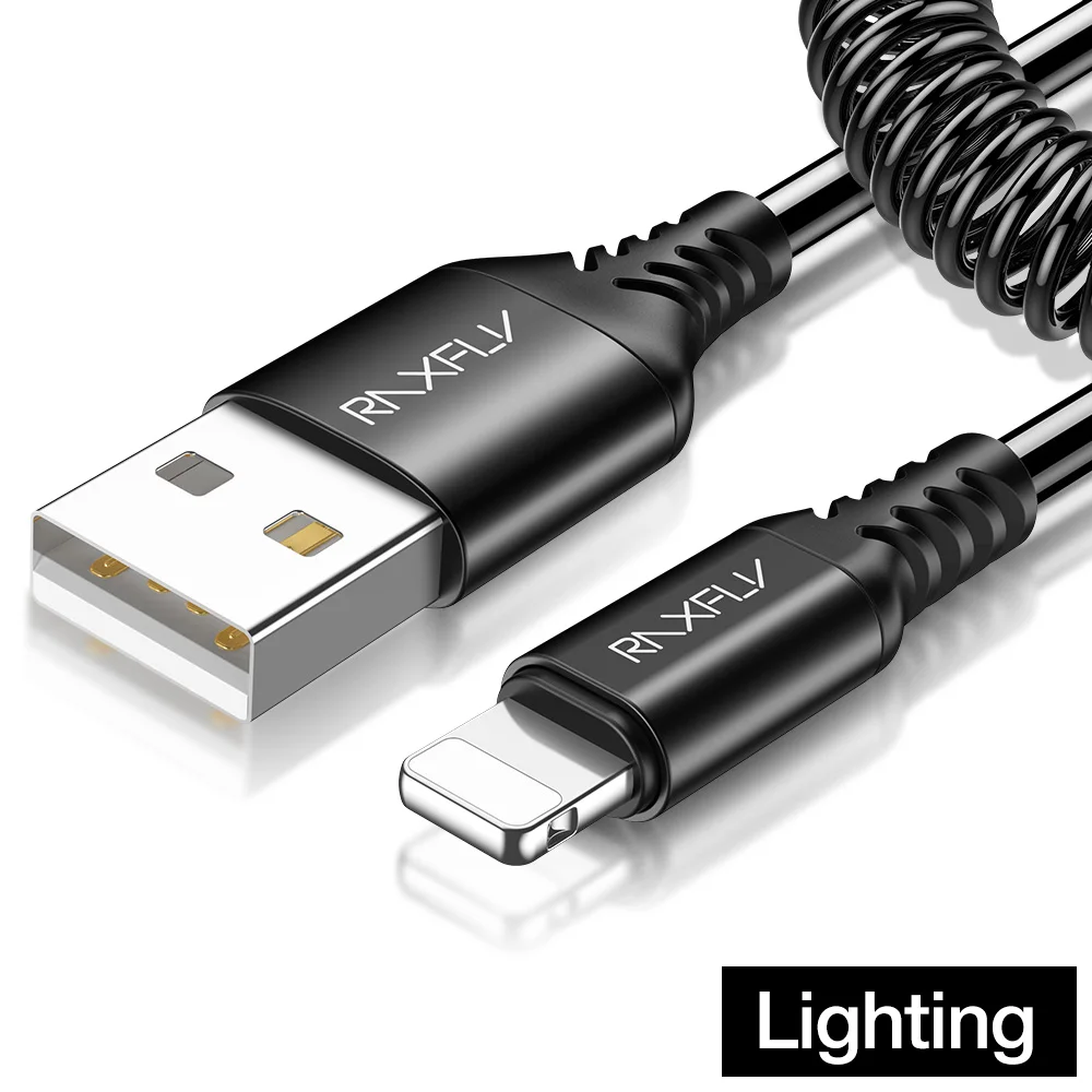 RAXFLY весенний кабель для синхронизации данных для Xiaomi Redmi Note 7 4 Micro usb type-C кабель для освещения usb зарядный провод для iPhone зарядное устройство - Цвет: Lighting Cable