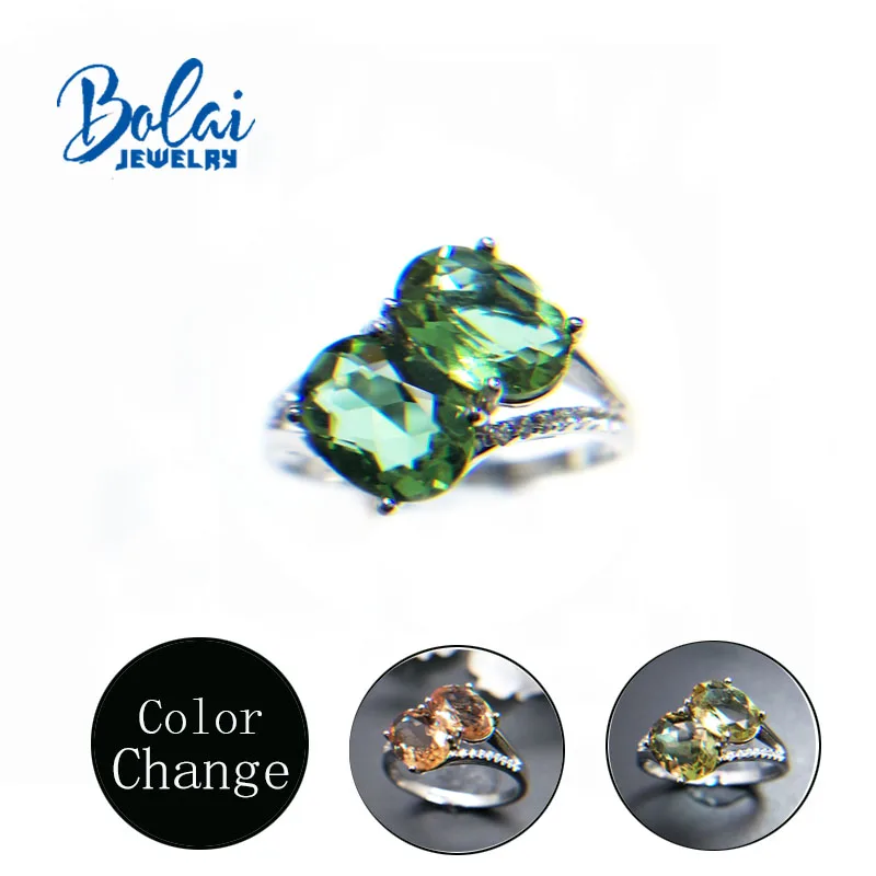 Bolaijewelry, изменение цвета, создан зултанит, женские кольца, серебро 925 пробы, хорошее ювелирное изделие для девочек, лучший подарок