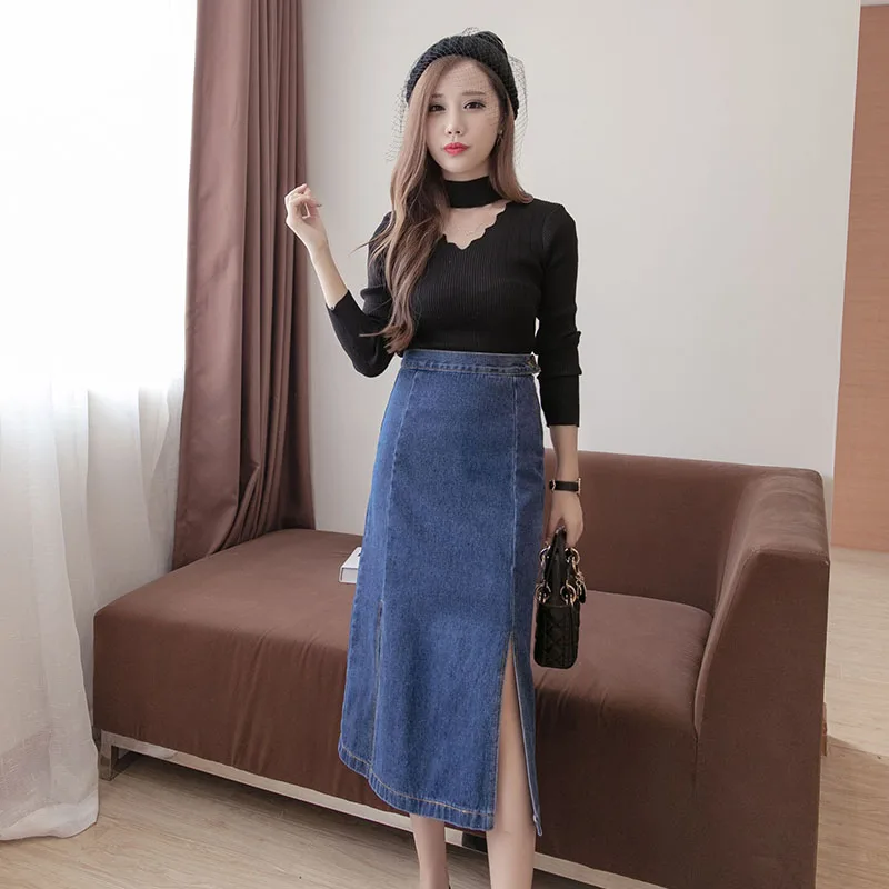 Винтажная Женская юбка на молнии облегающая двухцветная длинная ковбойская с