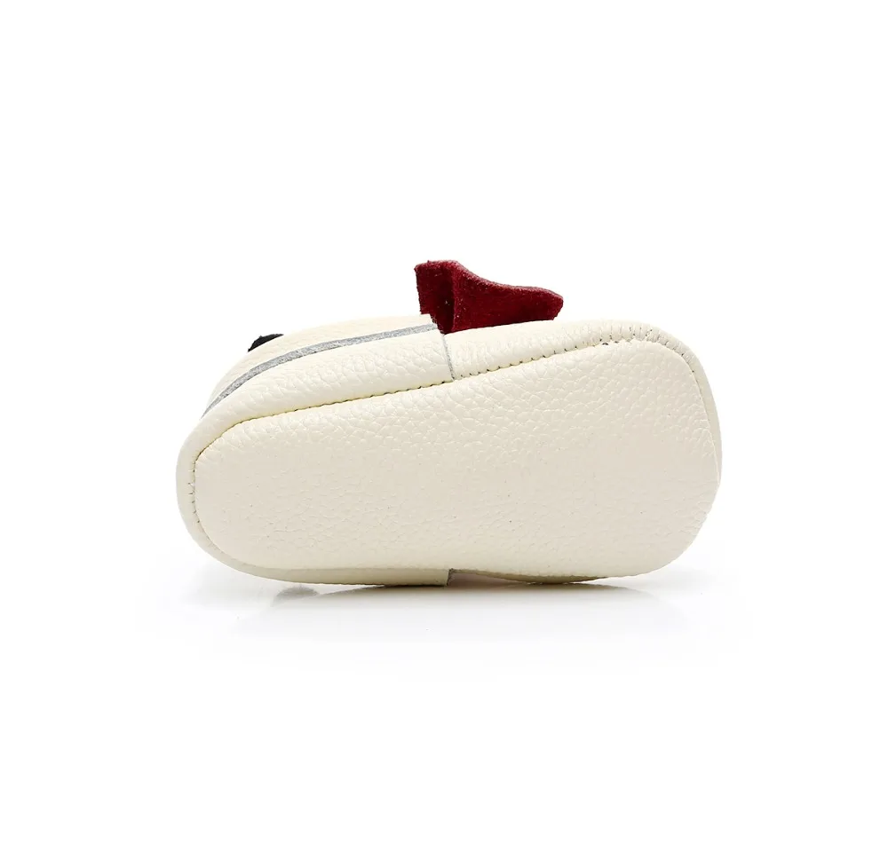 

HONGTEYA Christmas Hot sell Unique style 100% genuine leather newborn baby moccasins soft sole baby shoes cute red bow style