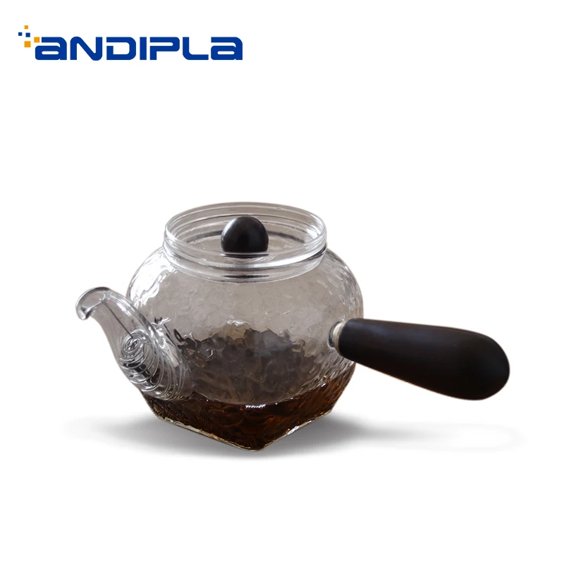 

220ml Japanese-style Brief Heat-resistant Transparent Glass Teapot Creative Handle Flower Tea Kettle Home Drinkware Milk Pots