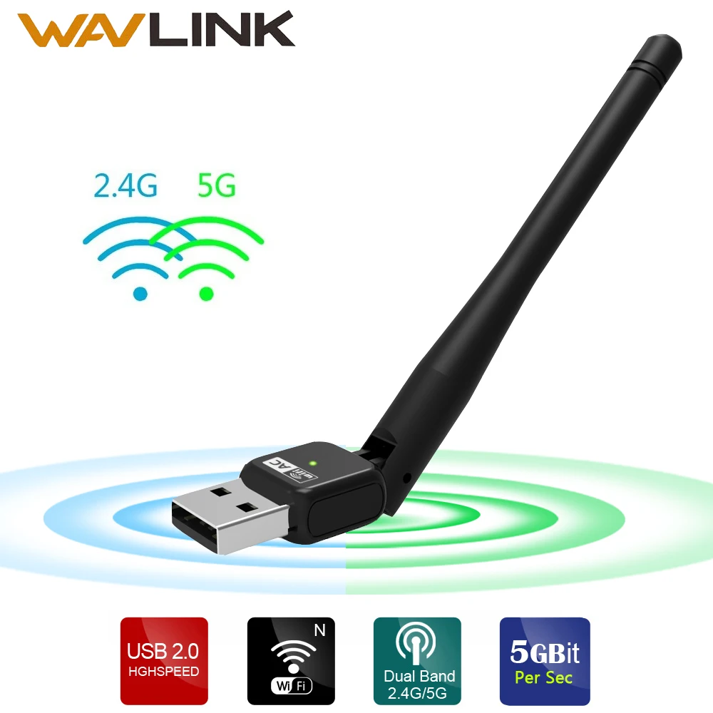 WAVLINK USB Wifi адаптер 600 Мбит/с 5 ГГц AC600 двухдиапазонный беспроводной сетевой 2 4 Wi-Fi