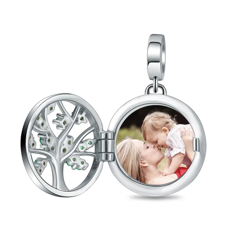

AILIN Custom Family Tree Round Photo Charm Pendant Mother Photo Jewelry