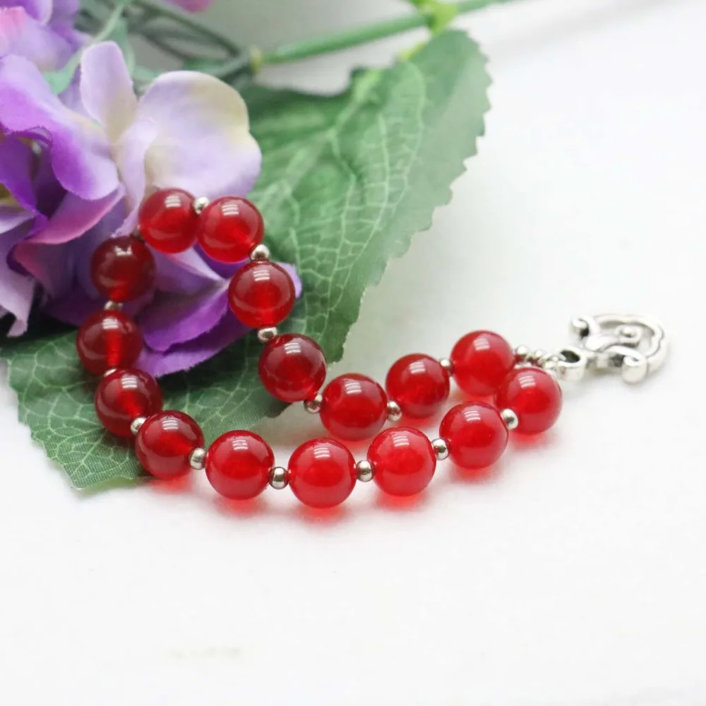 Классические распространенные красные бусины из сардоникса браслет халцедона