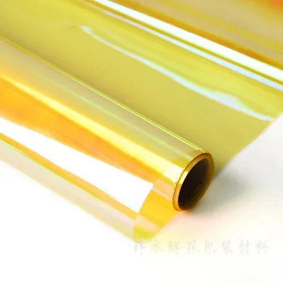 Rainbow yellow 50 см* 10 ярдов/рулон красочная радужная пленка оберточная бумага крафт бумага Конфета обертка цветок упаковка подарок кукла Декоративный букет - Цвет: Rainbow yellow