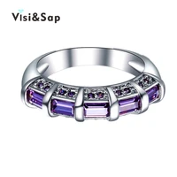 eleple purple stone ring wedding band rings for women men engagement bijoux dropshipper fashion jewelry white gold color vsr244