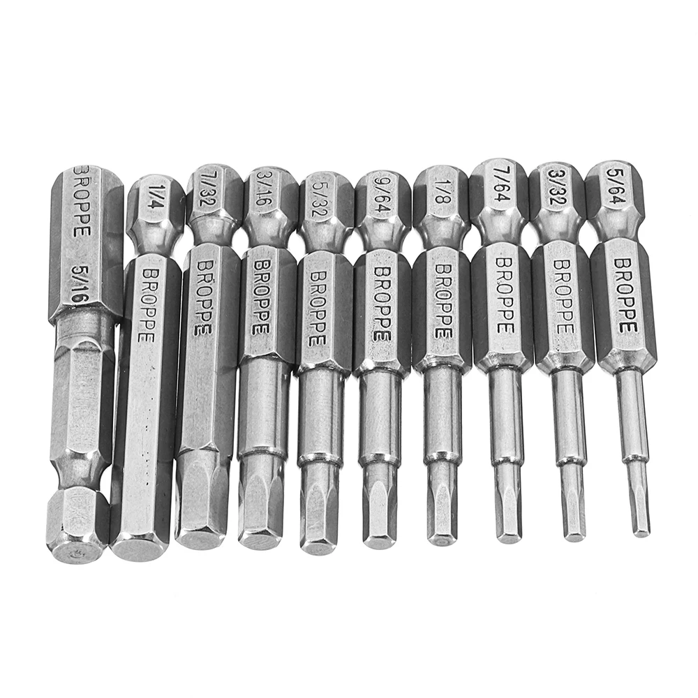 Broppe 7 шт. SAE 5/64-5/16 дюймов 65 мм магнитный шаровой наконечник отвертки биты 1/4 дюймов шестигранный хвостовик S2 стальной электрический отвертка Набор бит