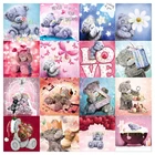 Полноразмерная алмазная живопись, вышивка крестиком, мишка тедди из мультфильма, полная круглая Алмазная вышивка, мишка тедди из мультфильма сделай сам, Алмазная мозаика