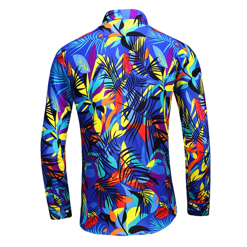 Мужская Повседневная рубашка с длинным рукавом и принтом Chemise Homme приталенная для