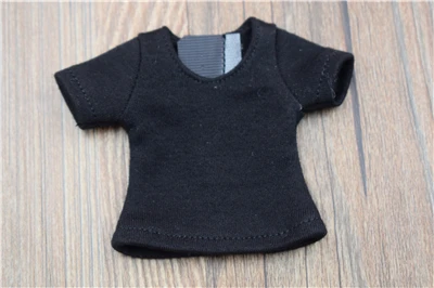 1PCS Denim Suspenders Trousers Bib Pants for Blyth, Licca, Azone S, Barbies, OB24, OB27, Momoko Doll Clothes Overall Outfuts - Цвет: 1pcs T-shirt black