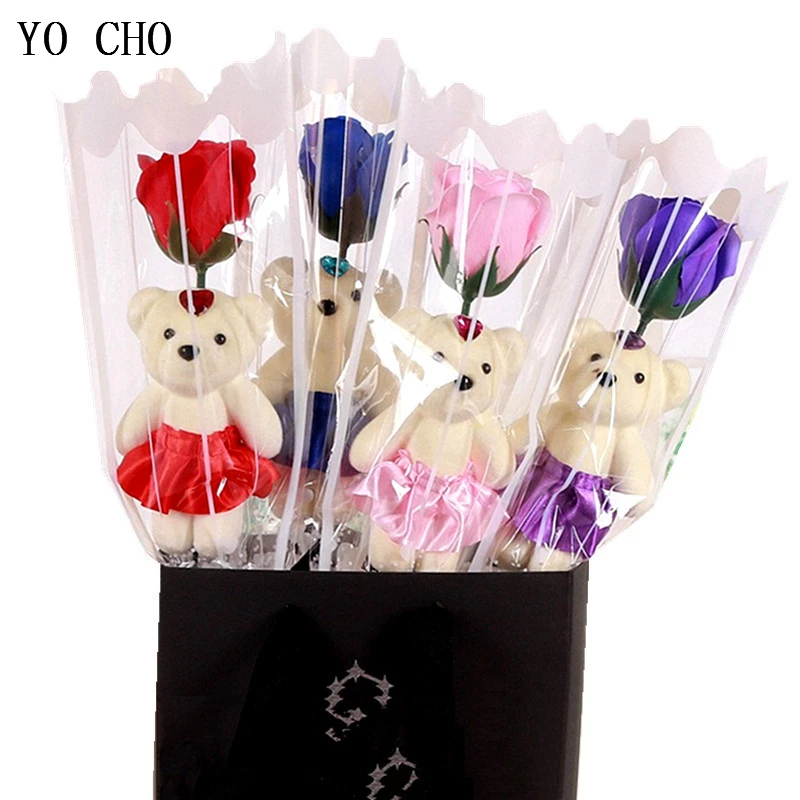 Искусственный цветок YO CHO Новый Романтический Медведь роз оптовая продажа