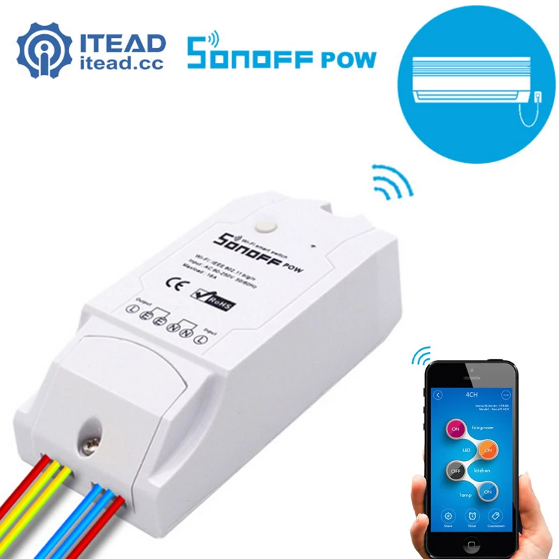 ITEAD Sonoff Pow беспроводной Wi Fi Переключатель ВКЛ/ВЫКЛ 16А с измерением